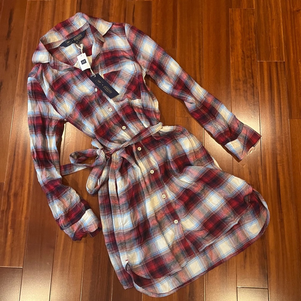 Gap Pendleton Plaid Dress Shirt Red Blue Long Sleeve New NWT Size Extra Small XS